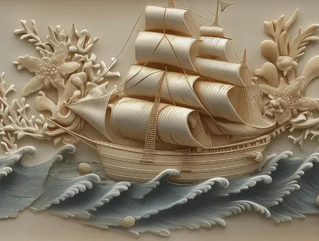 Рельефный морской декор стен