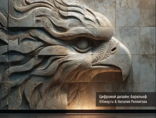 3D-панель, абстракция орла в профиль на стене